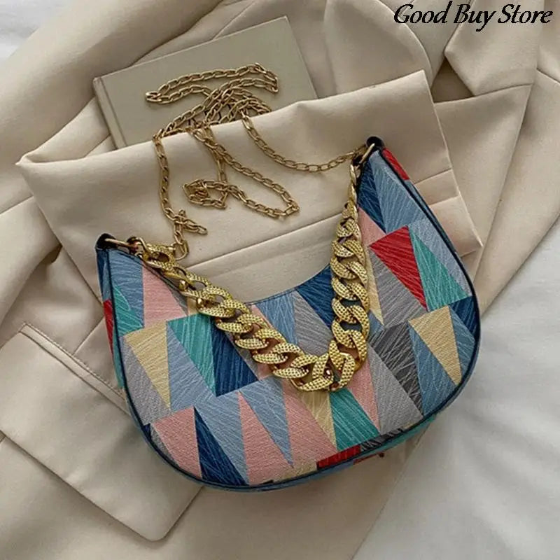 Geometry Pattern Shoulder Bag Chains Handbags Retro Wedding Clutch Purse