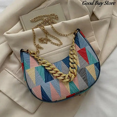 Geometry Pattern Shoulder Bag Chains Handbags Retro Wedding Clutch Purse