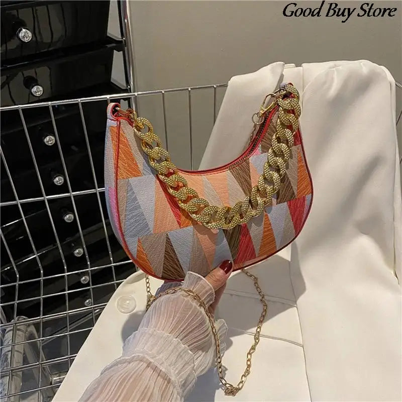 Geometry Pattern Shoulder Bag Chains Handbags Retro Wedding Clutch Purse