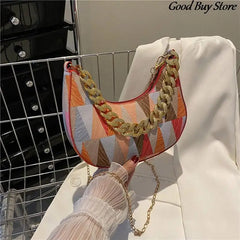 Geometry Pattern Shoulder Bag Chains Handbags Retro Wedding Clutch Purse
