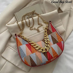 Geometry Pattern Shoulder Bag Chains Handbags Retro Wedding Clutch Purse