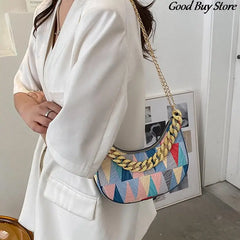 Geometry Pattern Shoulder Bag Chains Handbags Retro Wedding Clutch Purse