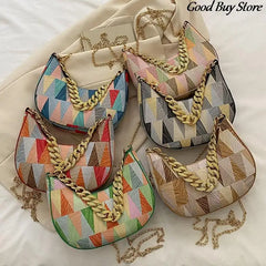 Geometry Pattern Shoulder Bag Chains Handbags Retro Wedding Clutch Purse