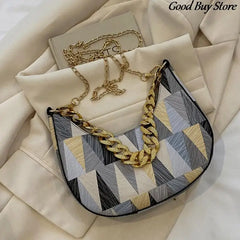 Geometry Pattern Shoulder Bag Chains Handbags Retro Wedding Clutch Purse