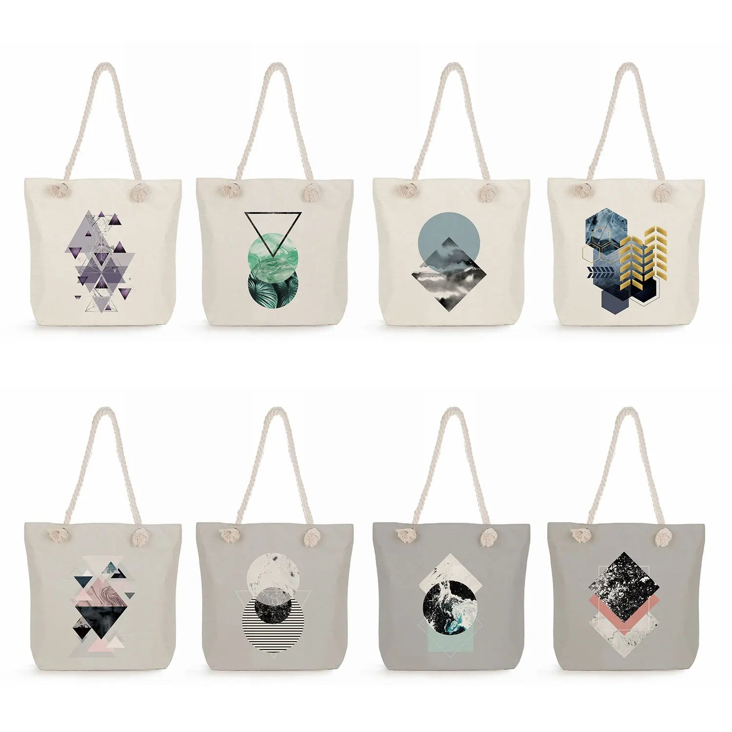 Geometry Print Women Lady Handbags High Folding Reusable Shopper Bags