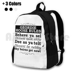 Geordie House Rules Outdoor Hiking Backpack Waterproof Camping Travel