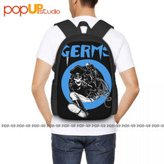 Germs Leather Skeleton Rock N Roll Music Band Backpack