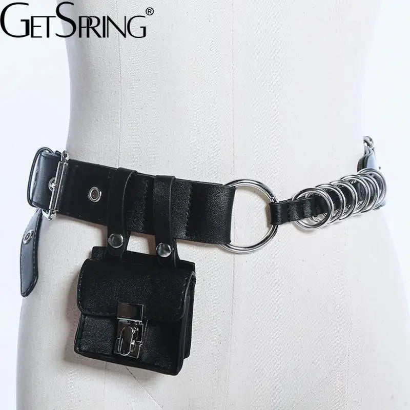 Spring Women Leather Fanny Pack Vintage Waist Bag Chain Casual Mini Bag