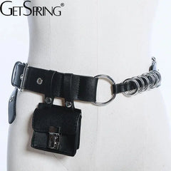 Spring Women Leather Fanny Pack Vintage Waist Bag Chain Casual Mini Bag