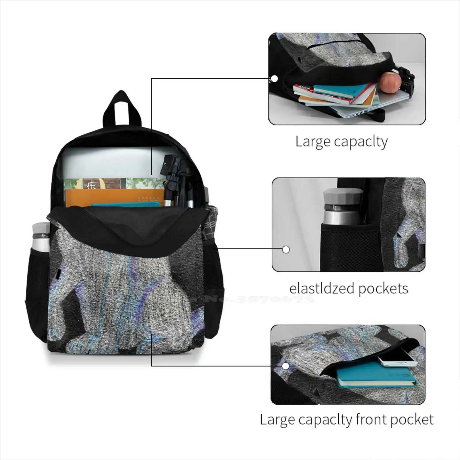 Ghost Kitty Backpacks For Men Women Teenagers Girls Bags