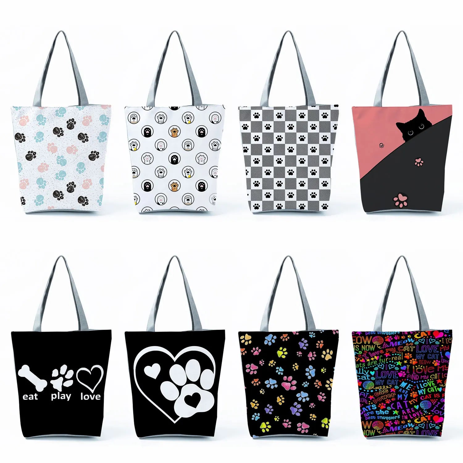 Dog Paw Printed Eco Shoulder Bag for Women