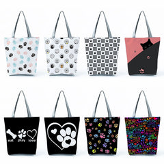 Dog Paw Printed Eco Shoulder Bag for Women