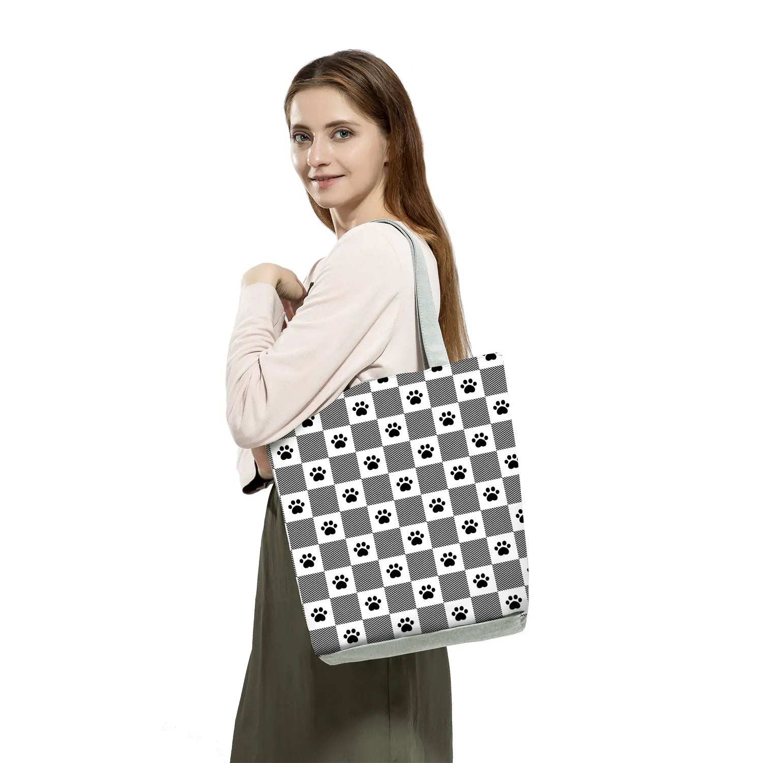 Dog Paw Printed Eco Shoulder Bag for Women
