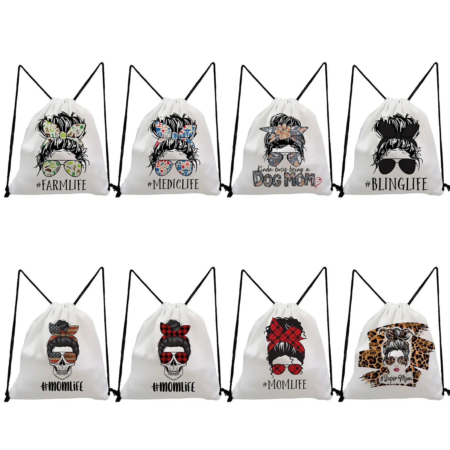 Print Casual Portable Drawstring Backpack for Students