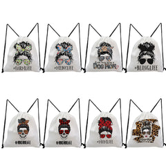 Print Casual Portable Drawstring Backpack for Students