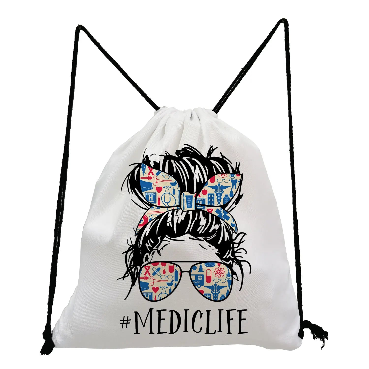 Print Casual Portable Drawstring Backpack for Students