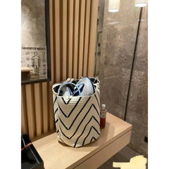 Cotton Woven Tote Bag for Women Casual Knitted Shoulder Bag Large Capacity