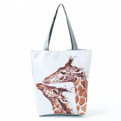 Giraffe Animal Printed Women Shoulder Bag Cartoon Eco Friendly