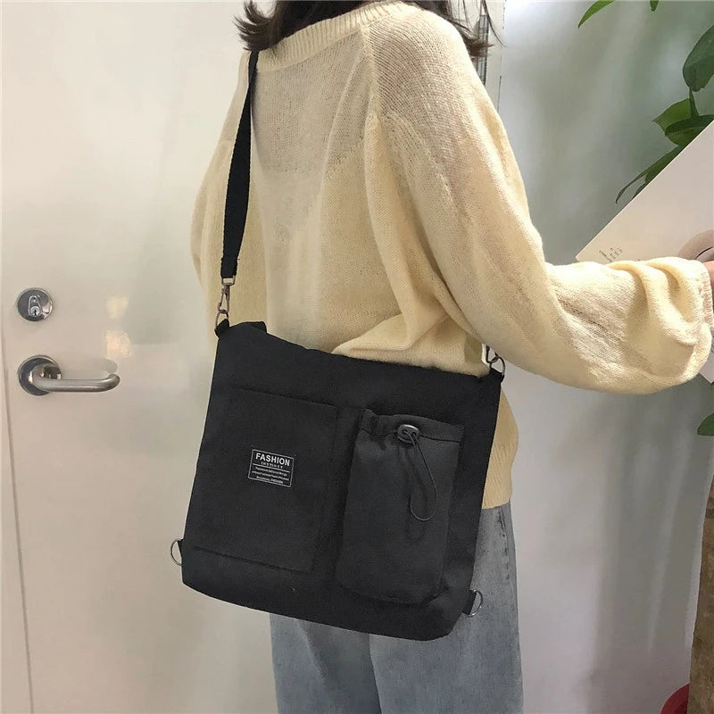Girl School Backpack Bookbags Crossbody Messenger Bag Canvas Shoulder Bag Women