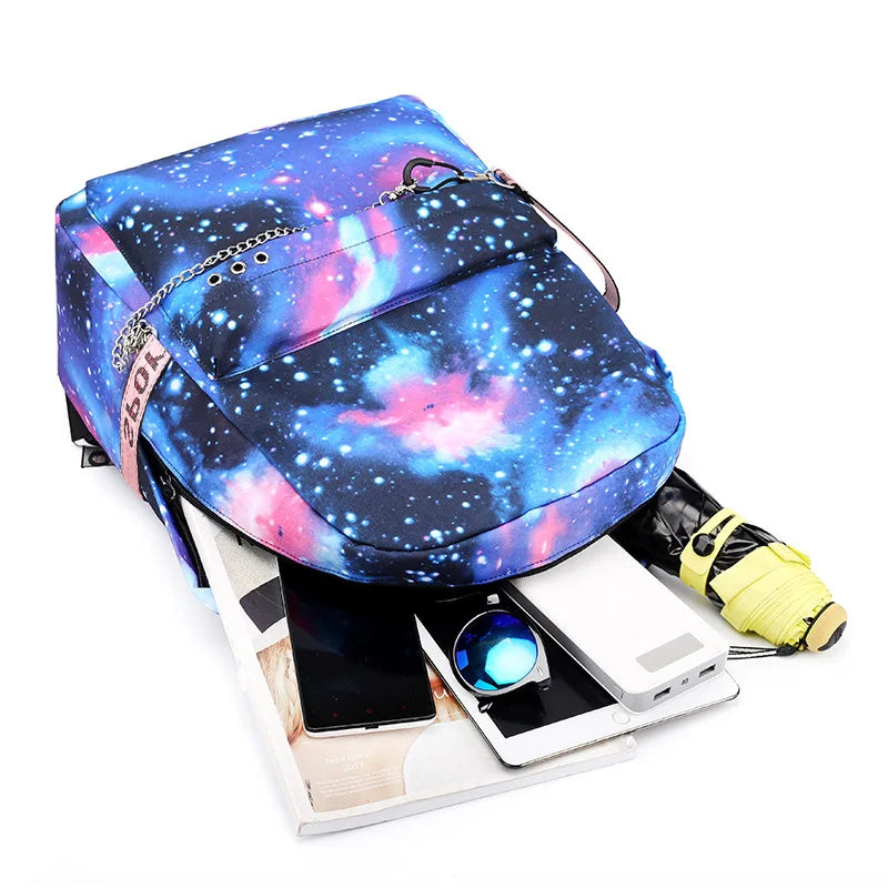 Girl Backpack USB Charging School Bag Teenage Women Large Capacity