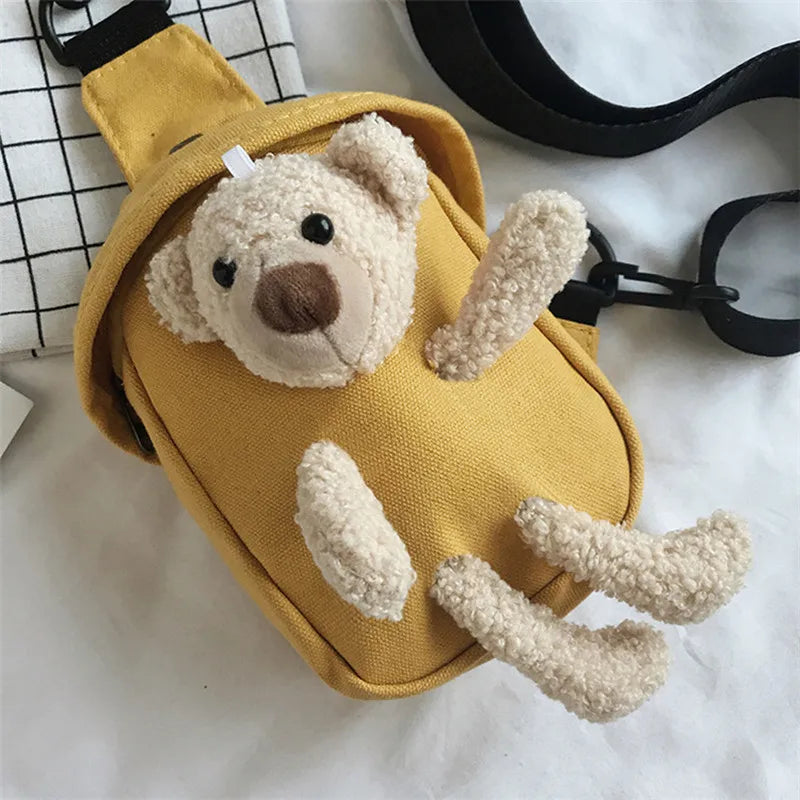 Lovely Girl Chest Bag Bear Canvas Crossbody Bag