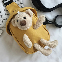 Lovely Girl Chest Bag Bear Canvas Crossbody Bag