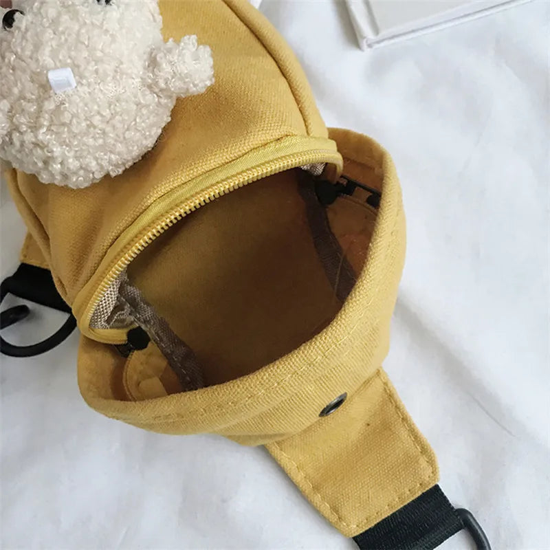 Lovely Girl Chest Bag Bear Canvas Crossbody Bag
