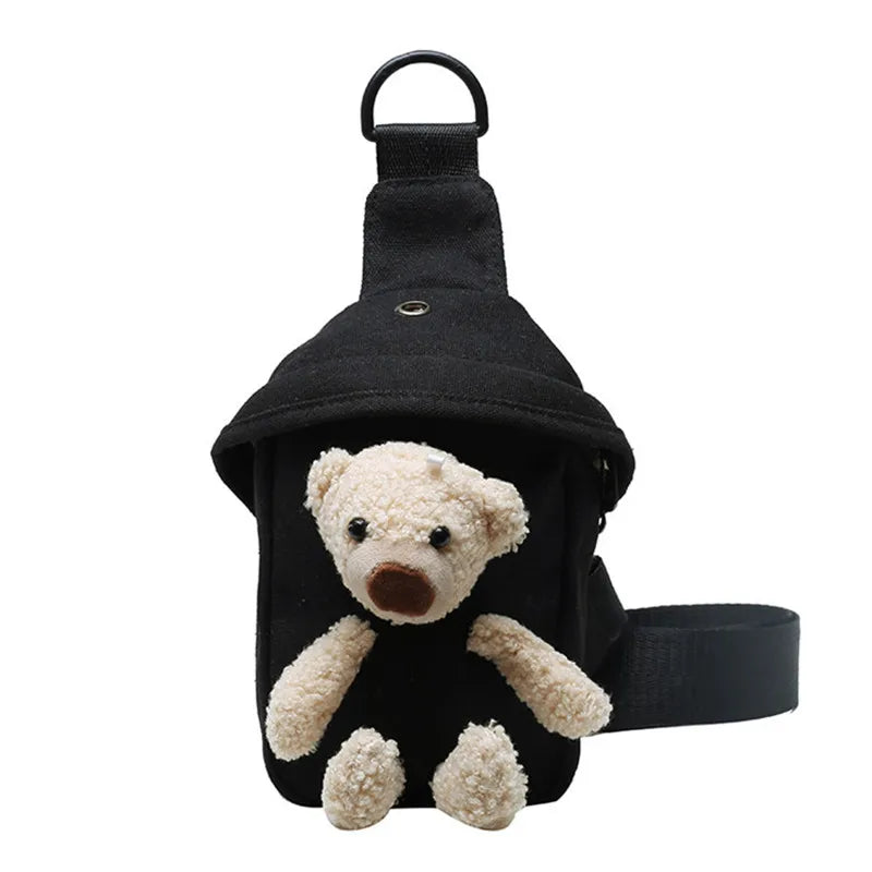 Lovely Girl Chest Bag Bear Canvas Crossbody Bag