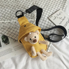 Lovely Girl Chest Bag Bear Canvas Crossbody Bag