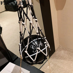 Girl Basketball Round PU Leather Handbag - Chain Shoulder Messenger Bag