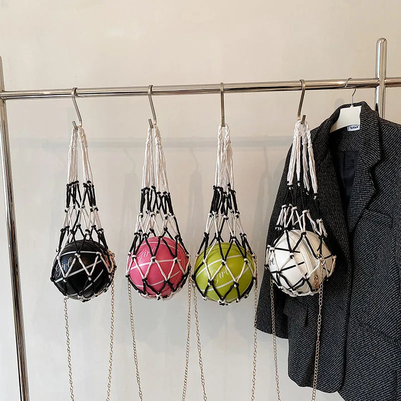 Girl Basketball Round PU Leather Handbag - Chain Shoulder Messenger Bag