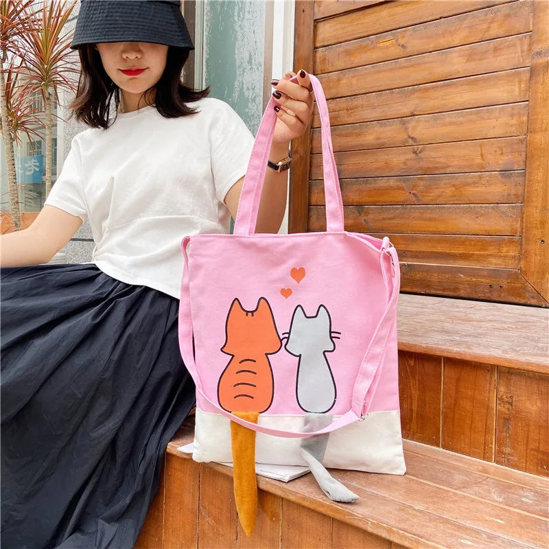 Girl Canvas Shoulder Bag Women Shopping Bag Teenage Women Messenger Bags Ladies