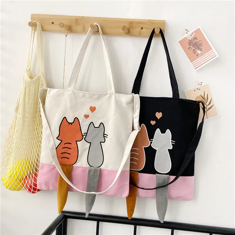Girl Canvas Shoulder Bag Women Shopping Bag Teenage Women Messenger Bags Ladies