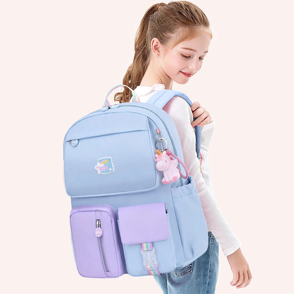 Girl Cartoon Backpack Middle School Student Book Bag Casual Travel Rucksack