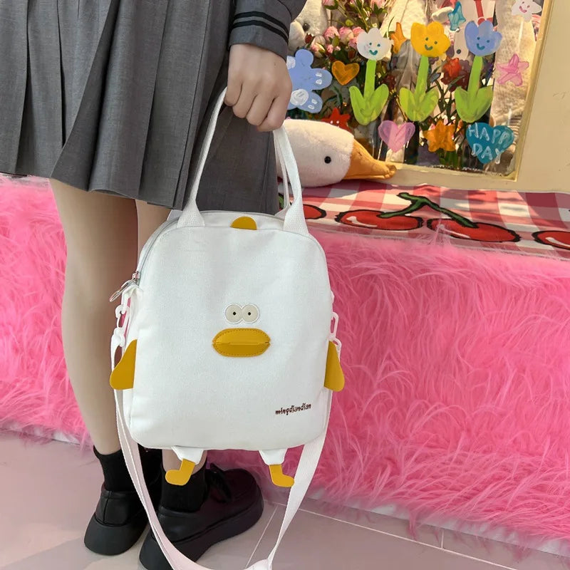 Funny Duck Canvas Bag Women Shoulder Crossbody Large Capacity Bag