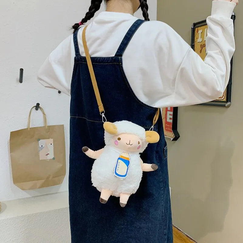 Fluffy Sheep Plush Shoulder Crossbody Bag for Women