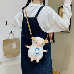 Fluffy Sheep Plush Shoulder Crossbody Bag for Women