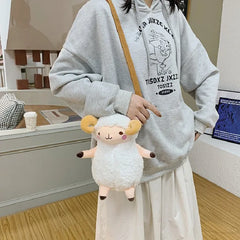Fluffy Sheep Plush Shoulder Crossbody Bag for Women