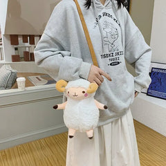 Fluffy Sheep Plush Shoulder Crossbody Bag for Women