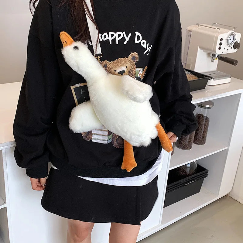 Girl Furry Duck Mobile Phone Bag Cartoon Shoulder Bag Crossbody Bag