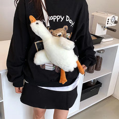 Girl Furry Duck Mobile Phone Bag Cartoon Shoulder Bag Crossbody Bag