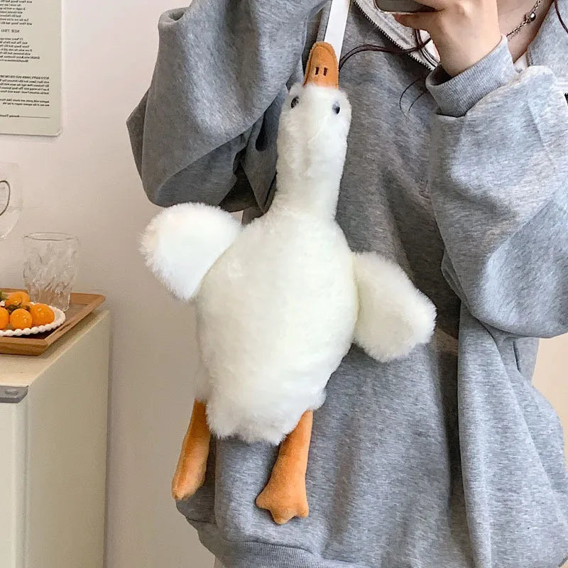 Girl Furry Duck Mobile Phone Bag Cartoon Shoulder Bag Crossbody Bag