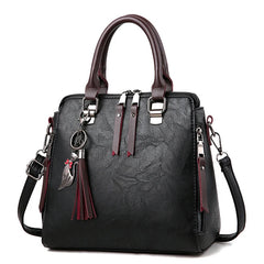 Tassel Crossbody Bag PU Leather Shoulder Messenger Bag for Women