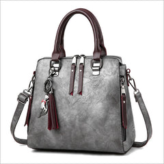 Tassel Crossbody Bag PU Leather Shoulder Messenger Bag for Women