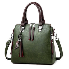 Tassel Crossbody Bag PU Leather Shoulder Messenger Bag for Women