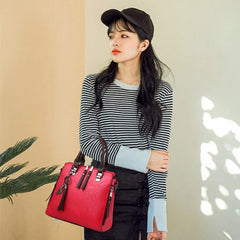 Tassel Crossbody Bag PU Leather Shoulder Messenger Bag for Women