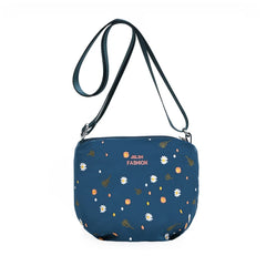 Flower Print Small Shoulder Bag Lightweight Nylon Crossbody Purse