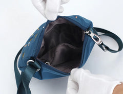 Flower Print Small Shoulder Bag Lightweight Nylon Crossbody Purse