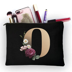 Golden Letter Pattern Classic Makeup Bag Pouch
