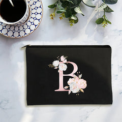 Girl Makeup Bag Pink Letter Pattern Organizer Pouches
